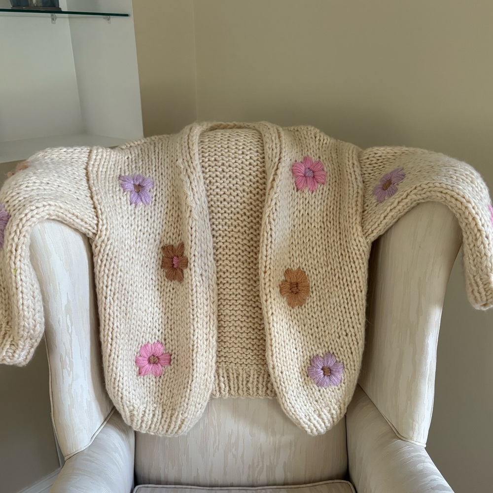 Floral Knit Cream Sweater